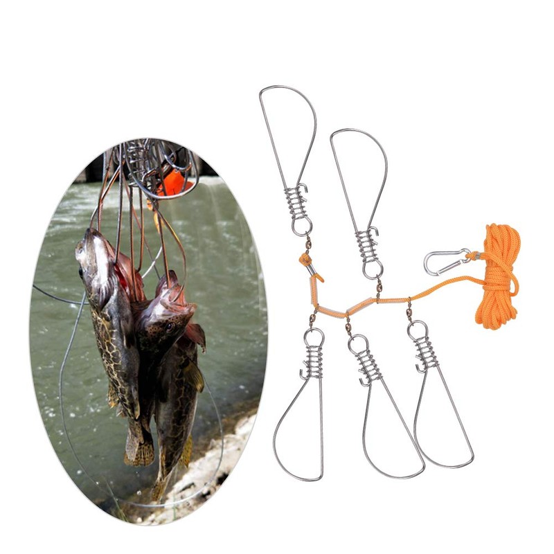 Fishing Stringer, Stainless Steel Heavy Duty Fishing Catch Stringer with