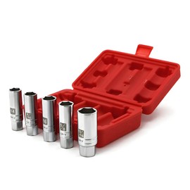 5PCS Magnetic Spark Plug Socket Set Includes 14mm 16mm Thin Wall Socket and 9/16-inch 5/8-inch and 13/16-inch Sockets 3/8-inch Drive Magnet Retains Spark Plugs