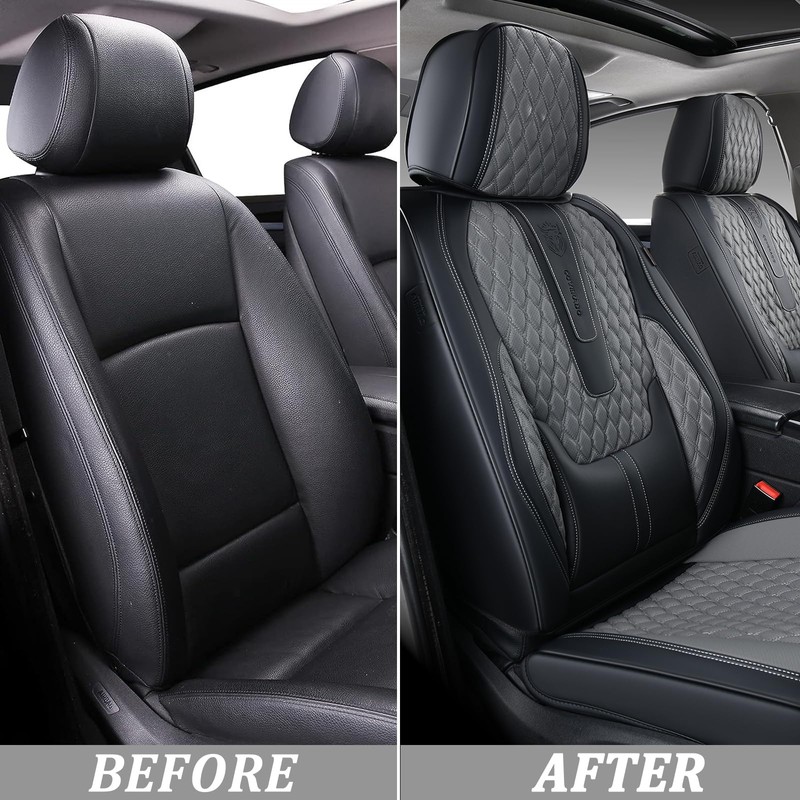 Coverado Leather Seat Covers for Car, Waterproof Front Car Seat