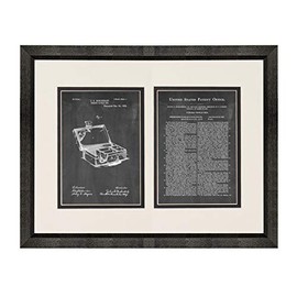 Fishing Tackle Box Patent Art Chalkboard Print in a Beveled Black Wood Frame with a Double Mat (16" x 20") M13720