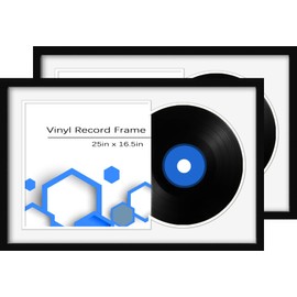 JqdXbpL Vinyl Record Frame Album Frame for Frame Made to Display Vinyl Records, Home Decor LP Vinyl Record Display (White Bottom Mat, 2Pack)