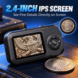 Handheld Digital Microscope for Coin Collecting – 2.4-Inch IPS Screen with Adjustable Focus for Home Exploration