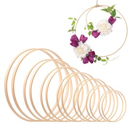 pcsfoe Pack of 14 Wooden Rings for Crafts, Wooden Rings, Wooden Ring Diameter 8-20, Suitable for Making Garlands, Plant Hangers and Wedding Garland Decorations (Made of Wood)
