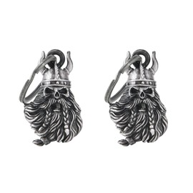 Motorcycle Bell w/Hanger Biker Bell Motorcycle Accessories for Good Luck Safe Riding Luck Key Chain Bell (Viking Helmet Beard Skull)