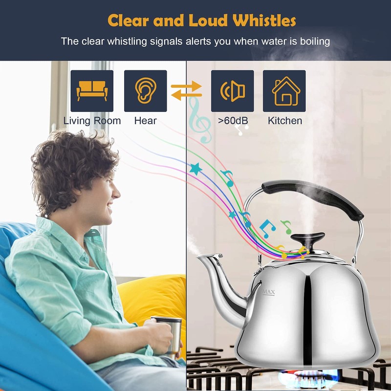 Tea Kettle Stovetop Whistling Teakettle ClassicTeapot Stainless Steel Tea Pots