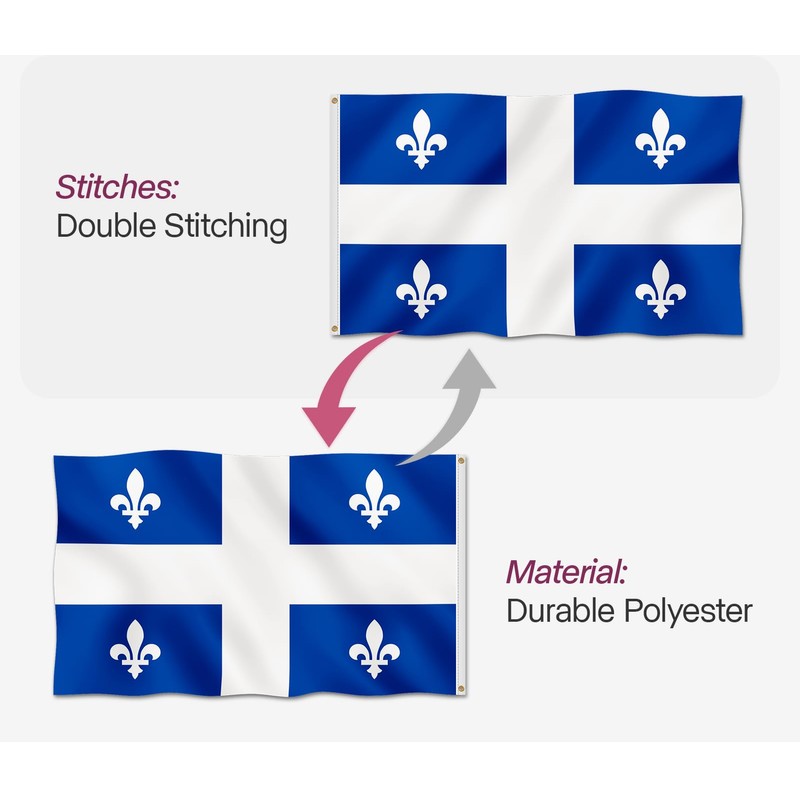 Big Quebec Flag Canadian Province QC Flag 6x10FT 180x300cm Fade