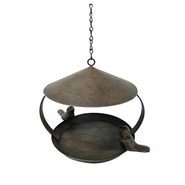 Dehner Natura Premium Sahara Wild Bird Feeder, Feeding Station / Drinker for Wild Birds, Weatherproof / Hanging Feeder with Hanging Device, Diameter 19 cm, Height 16 cm, Metal, Black