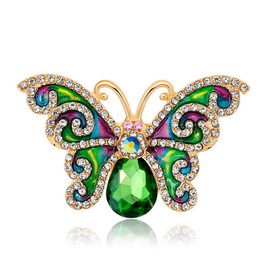 DSADKI Broche de mariposa de varios estilos – Broche de vidrio multicolor con diamantes de imitación en forma de mariposa, broches de decoración para mujeres y niñas, Metal, estrás