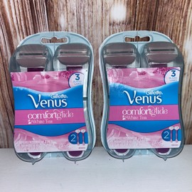 Gillette Venus Comfortglide 3 Blade Disposable Razors White Tea 2PK x 2Ct
