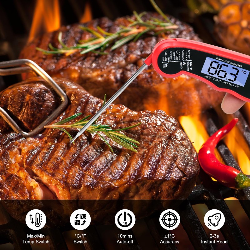 HomeLyfe Digital Meat Thermometer, IPX7 Waterproof Instant Read Food Thermometer