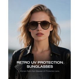 Fozono Retro Aviator Sunglasses Women Men Classic Trendy Vintage Double Bridge Aviators Sun Glasses UV Protection Tortoise Frame/Gradient Brown Lens