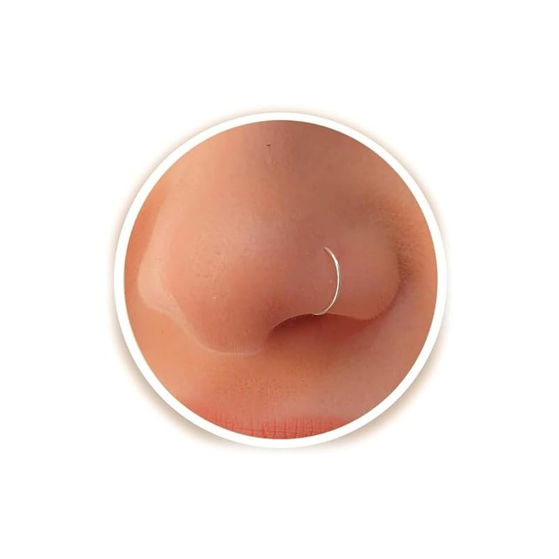 Zunesha Extra Thin Small 0.5mm Nose Ring Sterling Silver Diameter