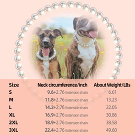 KUDES Exquisite and Adjustable Dog Necklace: Elegant Classic Pearl Collar Necklace Accessories for Dogs, Occasions and Gatherings (M(11.8-14.5 Inches))
