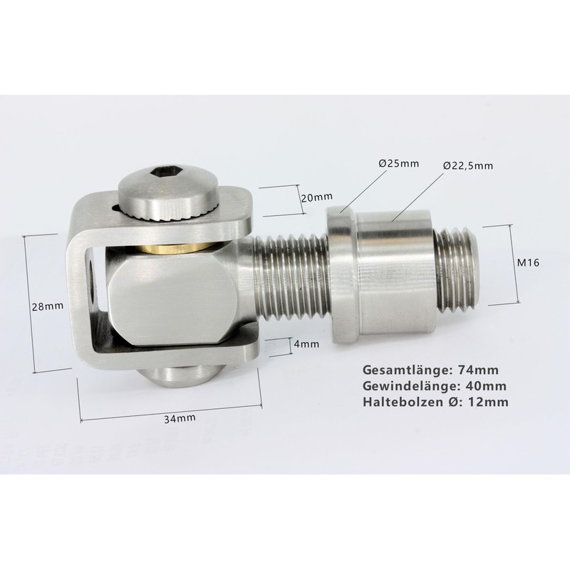 UHRIG Gate Hinge Stainless Steel M16 V2A Steel Hinge, Adjustable