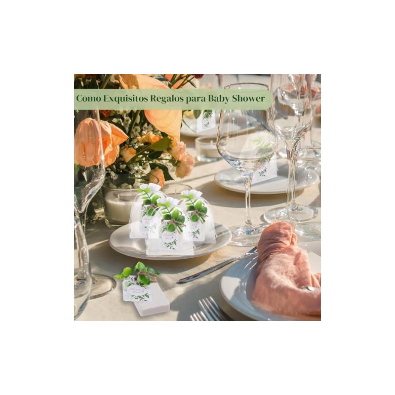 50 jabones hechos a mano para bodas, recuerdos de eucalipto