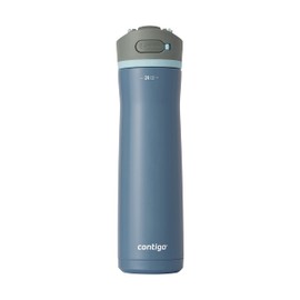 Contigo Wells Chill Stainless Steel Filter Water Bottle with Leak-Proof Straw Lid, Reusable 24oz Water Bottle with Carbon Fiber Filter for Travel and Everyday Use, Dark Ice