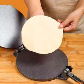 Tortilla Press Aluminum Alloy Tortilla Press Flapjack Machine Crepe Machine Pancake maker cast aluminum tortillas homemade pancakes with 50 Parchment Paper (8in black)