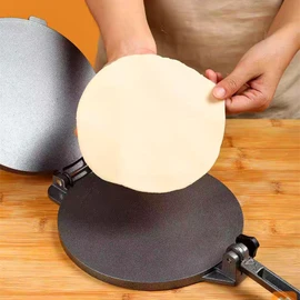 Tortilla Press Aluminum Alloy Tortilla Press Flapjack Machine Crepe Machine Pancake maker cast aluminum tortillas homemade pancakes with 50 Parchment Paper (8in black)