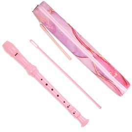 Jasenna Recorder Instrument for Beginner Kids Adults,8-Hole Soprano Descant Recorder Music Flute with Cleaning Rod & Case Bag For School Student Home Entertainment(2-Pink Splash-ink2)