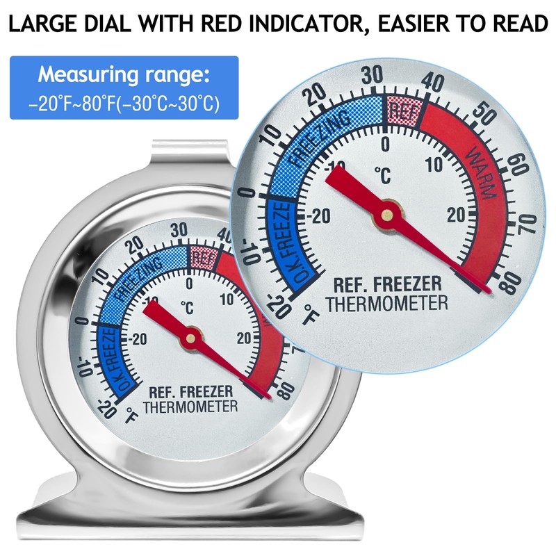 12 Pack Refrigerator Freezer Thermometer Large Dial Fridge Thermometer with