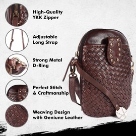 VILENCA HOLLAND Genuine Leather Small Crossbody Bags For Women Cell Phone Purse,Trendy Casual Travelling Bag With Adjustable & Detachable Strap(VL-356-Brown)