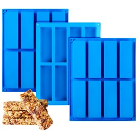 Sidosir 3Pcs Granola Bar Mold Silicone Mold, 8-Cavity Rectangle Molds for Energy Bar, Silicone Baking Molds for Large Granola Bar