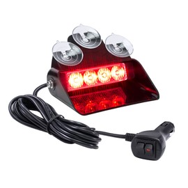 LAMPHUS SolarBlast SBWL14 4W RED LED Warning Strobe Dash Light [32 Flash Modes] [Adjustable Angle] [Suction Cups] Red Flashing Emergency Dash Windshield Light for Volunteer Firefighter Truck Vehicles