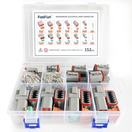 152PCS DT Deutsch Connector Kit, 2 3 4 6 8 12 Pin Way DT Connectors with Solid Contacts, Waterproof Automotive Electrical Connectors Assortment for Automotive Repair