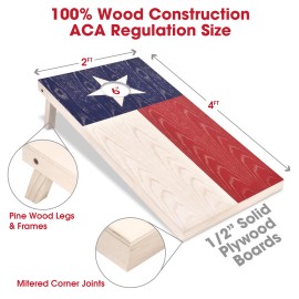 GoSports Texas Lone Star Flag Design Regulation Size Wood Cornhole Boards Set