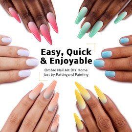 Karroy Sponge Pat Paint Nail Gel, Ombre Nails Gradient Gel Nail Blush Blooming Aura Nails Drawing Stripper Floral Painting DIY Nail Art, No Wipe, UV/LED Curing (16 Colors G)