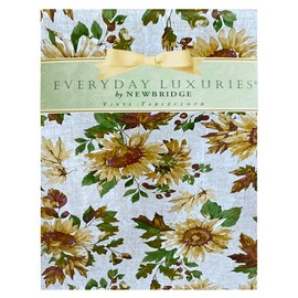 Newbridge Sunflower Fields Print Vinyl Flannel Backed Tablecloth, Country Rustic Vinyl Table Cloth with Flannel Backing, 52" x 52" Square