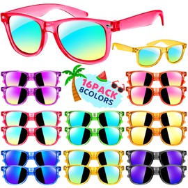 Joycover 16 Pack Kids Sunglasses Bulk, Kids Sunglasses Party Favor, Translucent Sunglasses for Kids with UV 400 Protection, Party Favors for Kids 4-8, Great Gift for Pool, Birthday Party Supplies