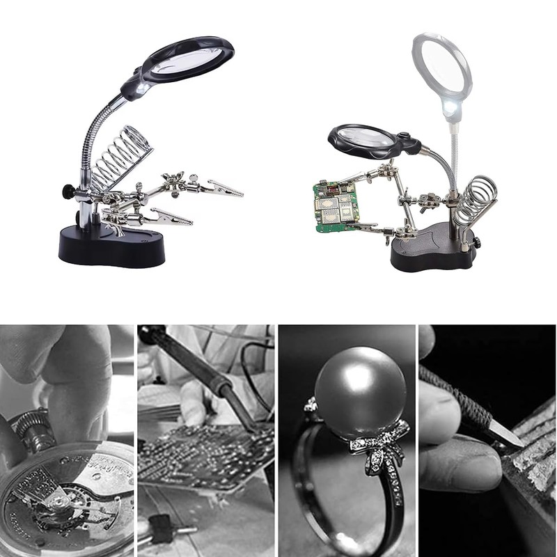 AIMALL LED Magnifier Soldering Iron Stand, Third Hand Helping Station