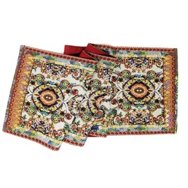 Tache Rococo Elegant Ornate Ivory Colorful Paisley Dining Cotton Linen Tapestry Woven Table Runner 13x54