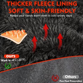 Yobenki Winter Running Gloves for Men Women, Thermal Gloves Waterproof, Thickened Fleece Lining Warm Gloves Cold Weather, Touchscreen Gloves for Ski Cycling Driving