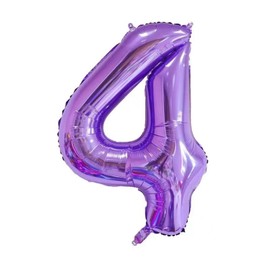 40-Inch Purple Number 4 Balloons With Crown, 4th Birthday Decorations for Girls, 3th Anniversar Celebration Decorative Balloons. (4)