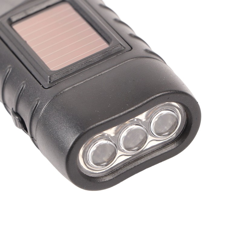 Hand Crank Solar Powered Rechargeable Flashlight Mini Solar Flashlight for