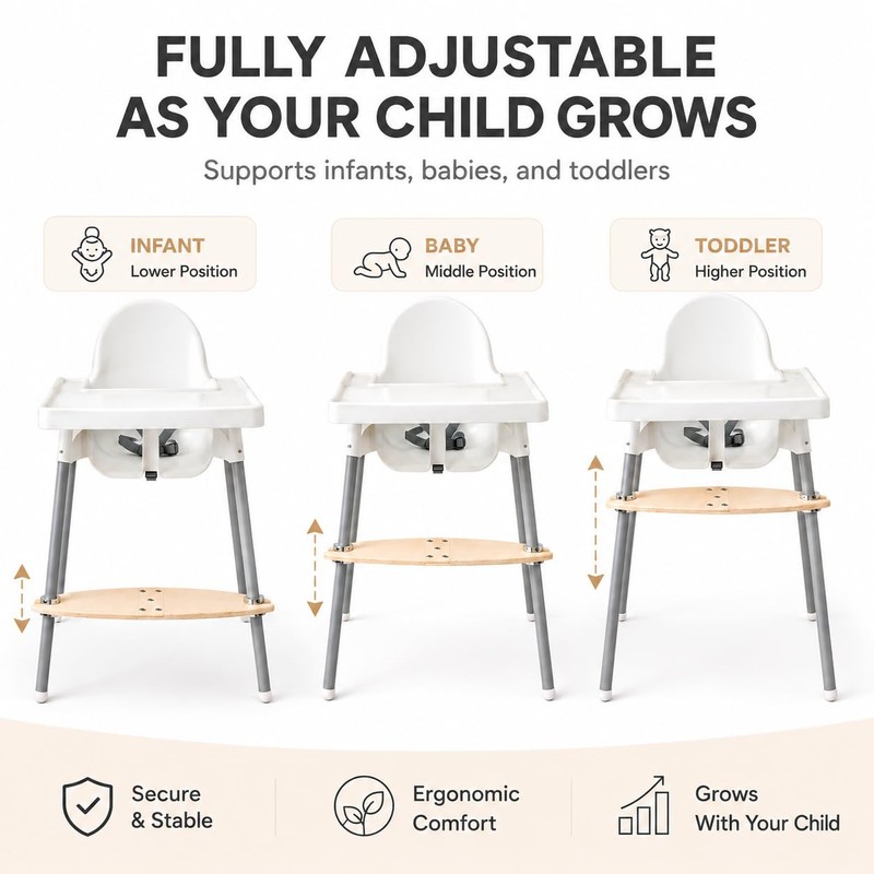 Adjustable Foot Rest Compatible with IKEA ANTILOP High Chair