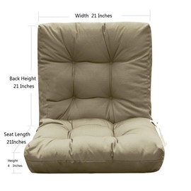 QILLOWAY Outdoor Seat/Back Chair Cushion Tufted Pillow , Spring/Summer Seasonal All Weather Replacement Cushions. (Beige)