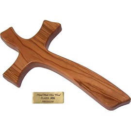 Holy Land Market Holy Land Olive Wood Cross - Contemporary Design from the Holy Land, 3.5 Inches, Wall Mount or Hand Held