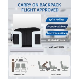 ECOHUB Travel Backpack for Women Men, 17.3" Laptop Backpack with Hat Clip Water-Resistant Carry On Casual Daypack Lightweight Personal Item Bag with USB Charging Port for Business Travel School, Black