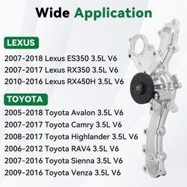 LOREADA Automotive Water Pump Aluminum kit AW6047 for Toyota Highlander Sienna Avalon Camry Venza RAV4 2005-2018, Coolant Pumps for Lexus RX450H ES350 RX350 2007-2018, 3.5L V6 Engine with Gasket