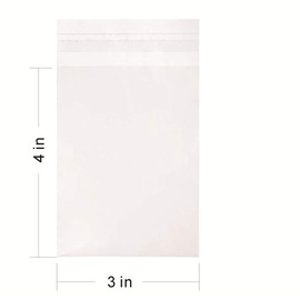 3 x 4-inch Small Crystal Self Protective Bags Clear Resealable Cello Cellophane Bags for Candy Cookies Cards, Pack of 100