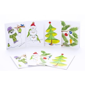 PierRo Art - Christmas Greeting Cards from New Brunswick Made with Cute and Funny Original Watercolor Paintings - Box Set #2