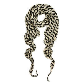 TrendsBlue Premium Lightweight Long Crinkle Stripe Scarf, Black