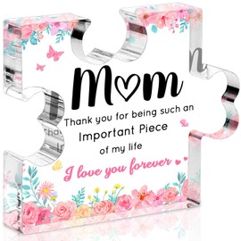 Mothers Day Gifts for Mom From Son Daughter, Mothers Birthday Gift Ideas - Acrylic Puzzle Piece Plaque 4.7×3.8×0.6 inches, Birthday Valentine's Day Christmas Mother's Day Gift for Mom