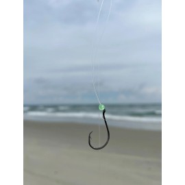 BluefinTackleCo 3 Hi-Lo Surf Pier Beach Fishing T-Knot Rigs 2/0 Circle Hooks 30# Mono - Green Glow