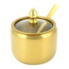 QWORK Gold 304 Stainless Steel Sugar Container with Airtight Glass
