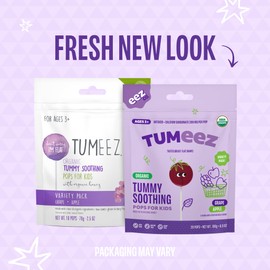 Tumeez Organic Lollipops for Upset Stomach Relief, Variety Pack Perfect for Indigestion, Heartburn and More While Tasting Great, Grape & Apple Flavors, 28 Count