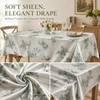 Botanical Floral Polyester Tablecloth Vintage Green Leaf Design